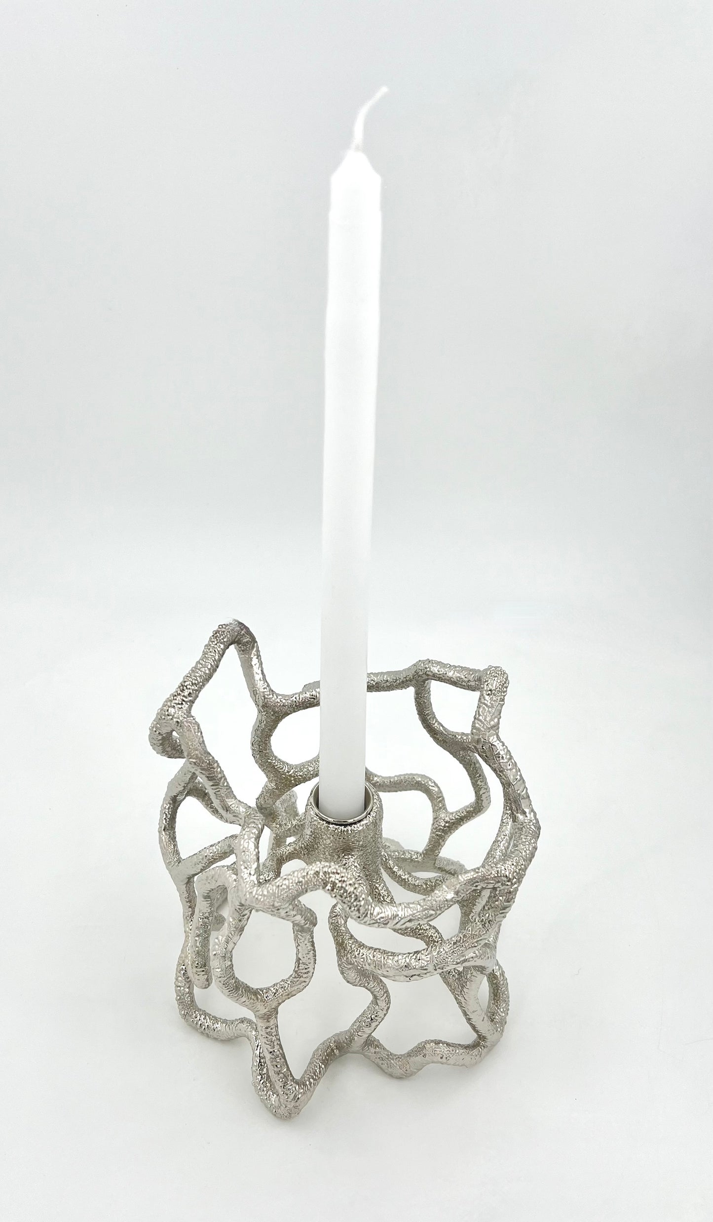 Organic Abstract Candle Holder - Electro-formed Sculptural Taper Candle Stand | Gold, Silver or Antique Finish
