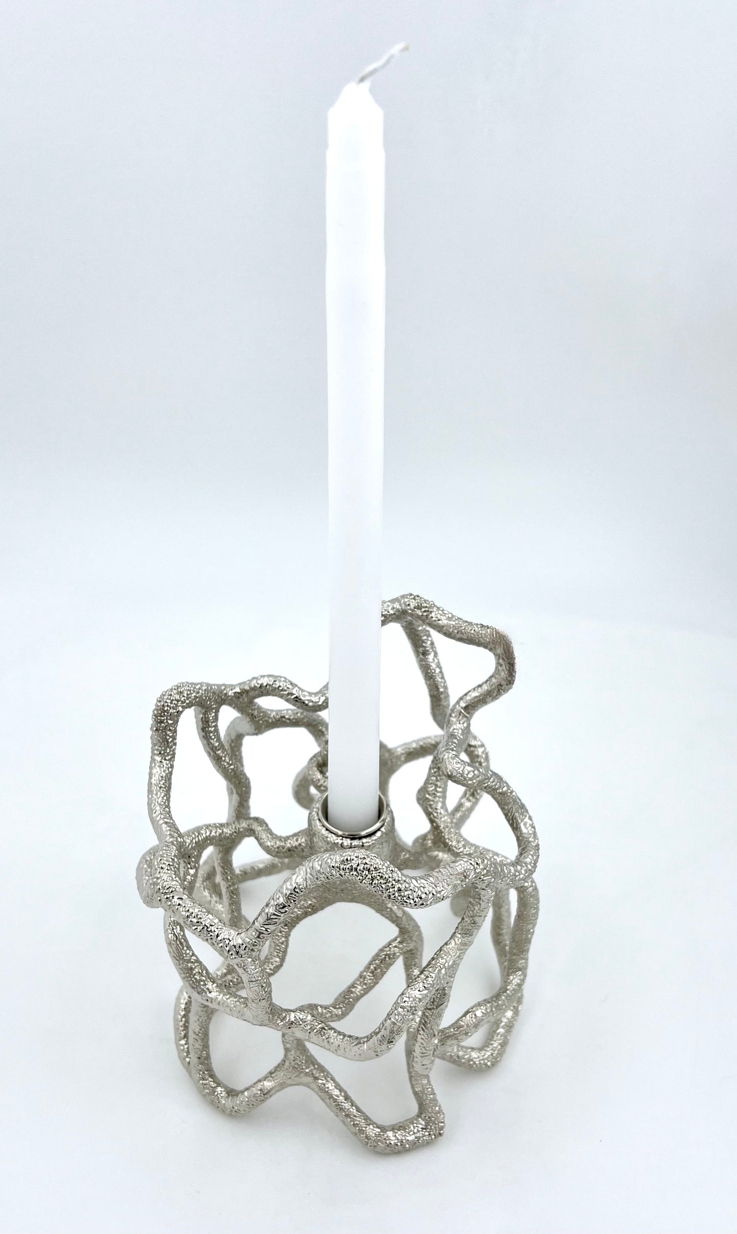 Organic Abstract Candle Holder - Electro-formed Sculptural Taper Candle Stand | Gold, Silver or Antique Finish