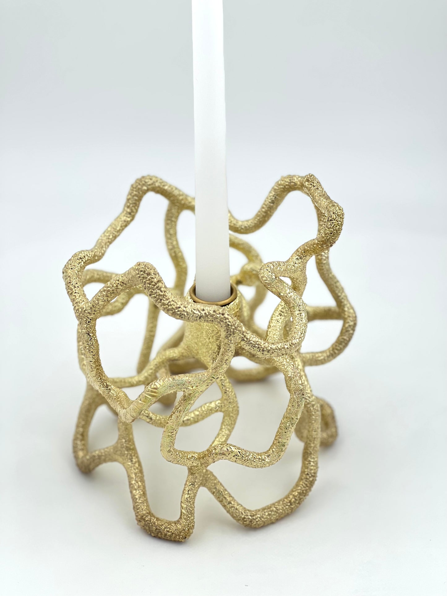 Organic Abstract Candle Holder - Electro-formed Sculptural Taper Candle Stand | Gold, Silver or Antique Finish