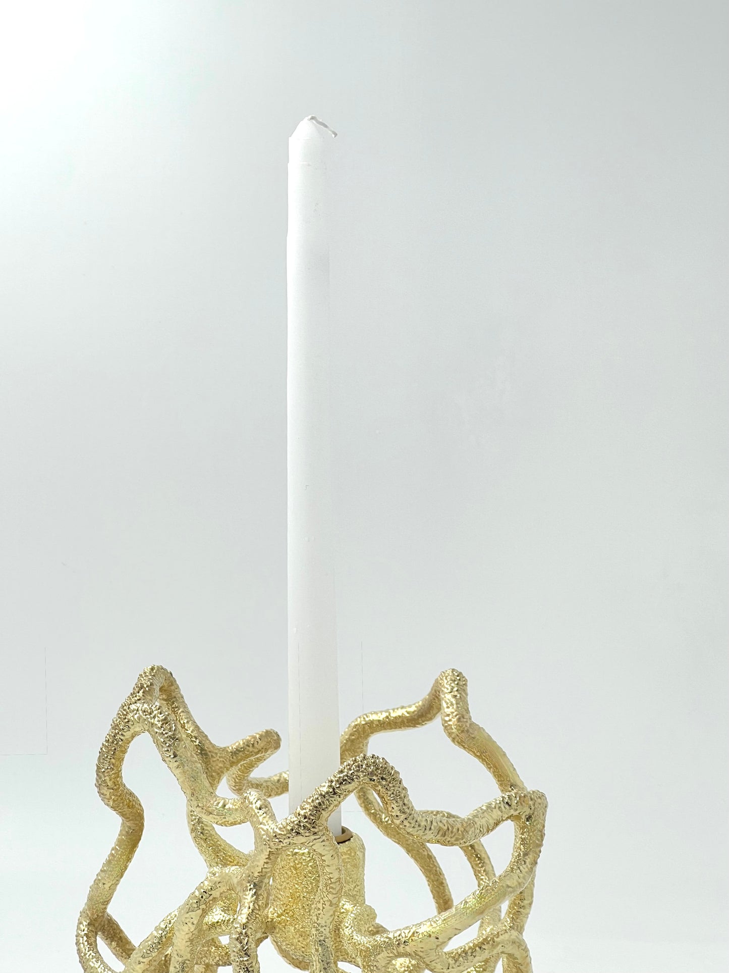 Organic Abstract Candle Holder - Electro-formed Sculptural Taper Candle Stand | Gold, Silver or Antique Finish