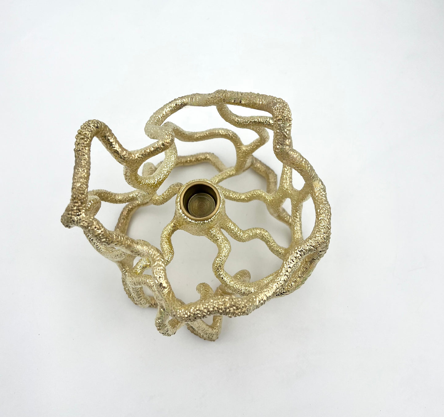 Organic Abstract Candle Holder - Electro-formed Sculptural Taper Candle Stand | Gold, Silver or Antique Finish