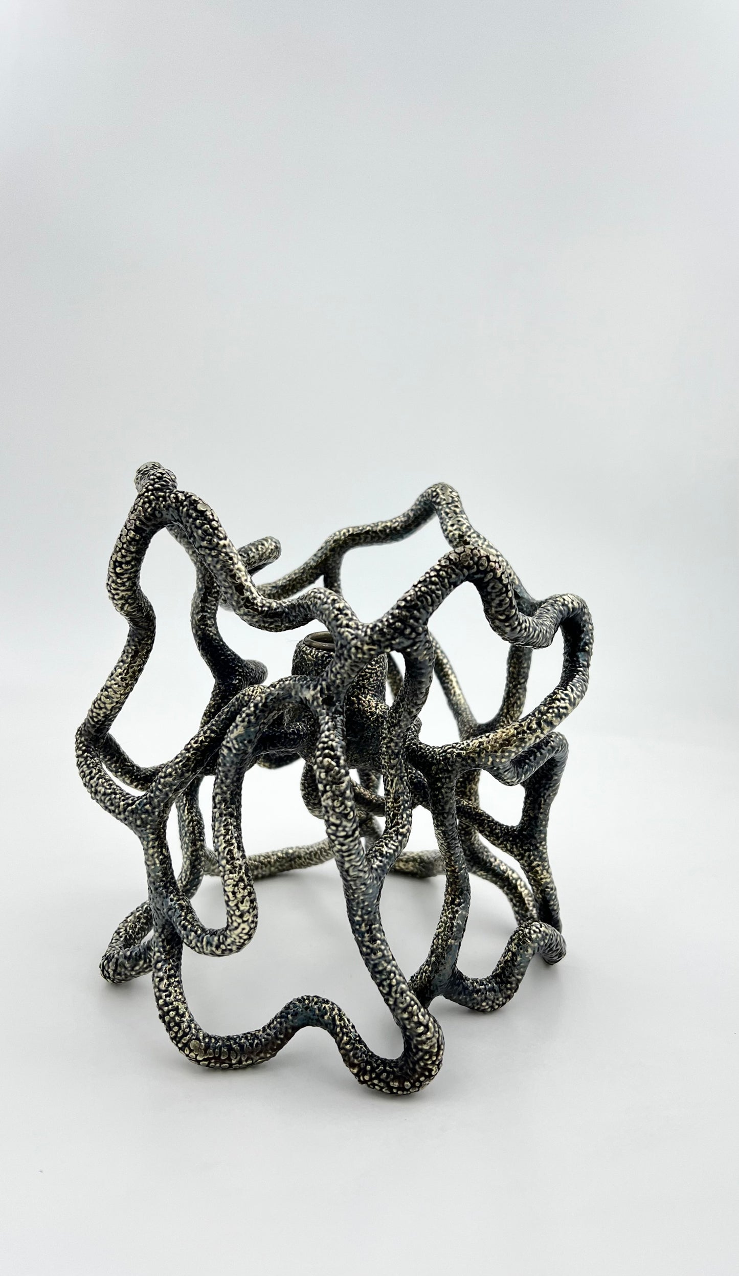 Organic Abstract Candle Holder - Electro-formed Sculptural Taper Candle Stand | Gold, Silver or Antique Finish
