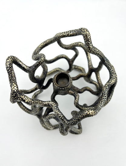 Organic Abstract Candle Holder - Electro-formed Sculptural Taper Candle Stand | Gold, Silver or Antique Finish