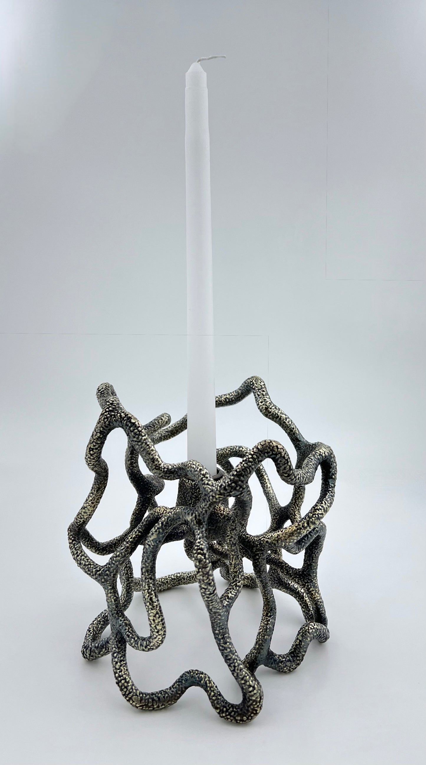 Organic Abstract Candle Holder - Electro-formed Sculptural Taper Candle Stand | Gold, Silver or Antique Finish