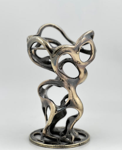 Swirl - Sculptural Pillar Candle Holder | Modern Artistic Candle Holder in Gold or Antique Finish | Electro-formed Metal Home Accent