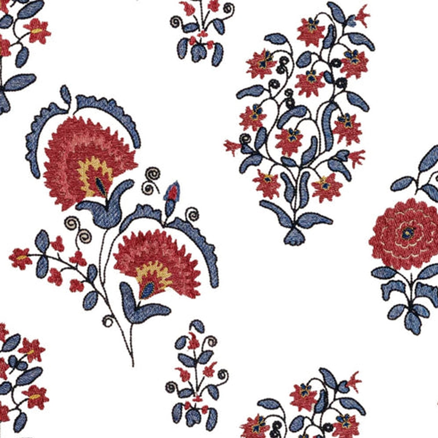Isolde - Set of 2 Panels Crewel Embroidered Curtains | Linen Cotton Mix | Fully Embroidered | Lined