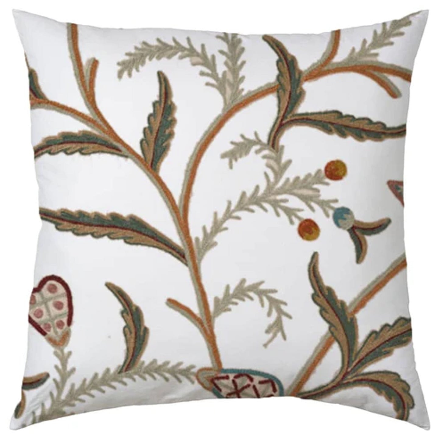 January - Set of 4 Pieces | Cotton Linen Fabric | Crewel Embroidered | Pillow/Cushion Cover Set | With or Without Insert