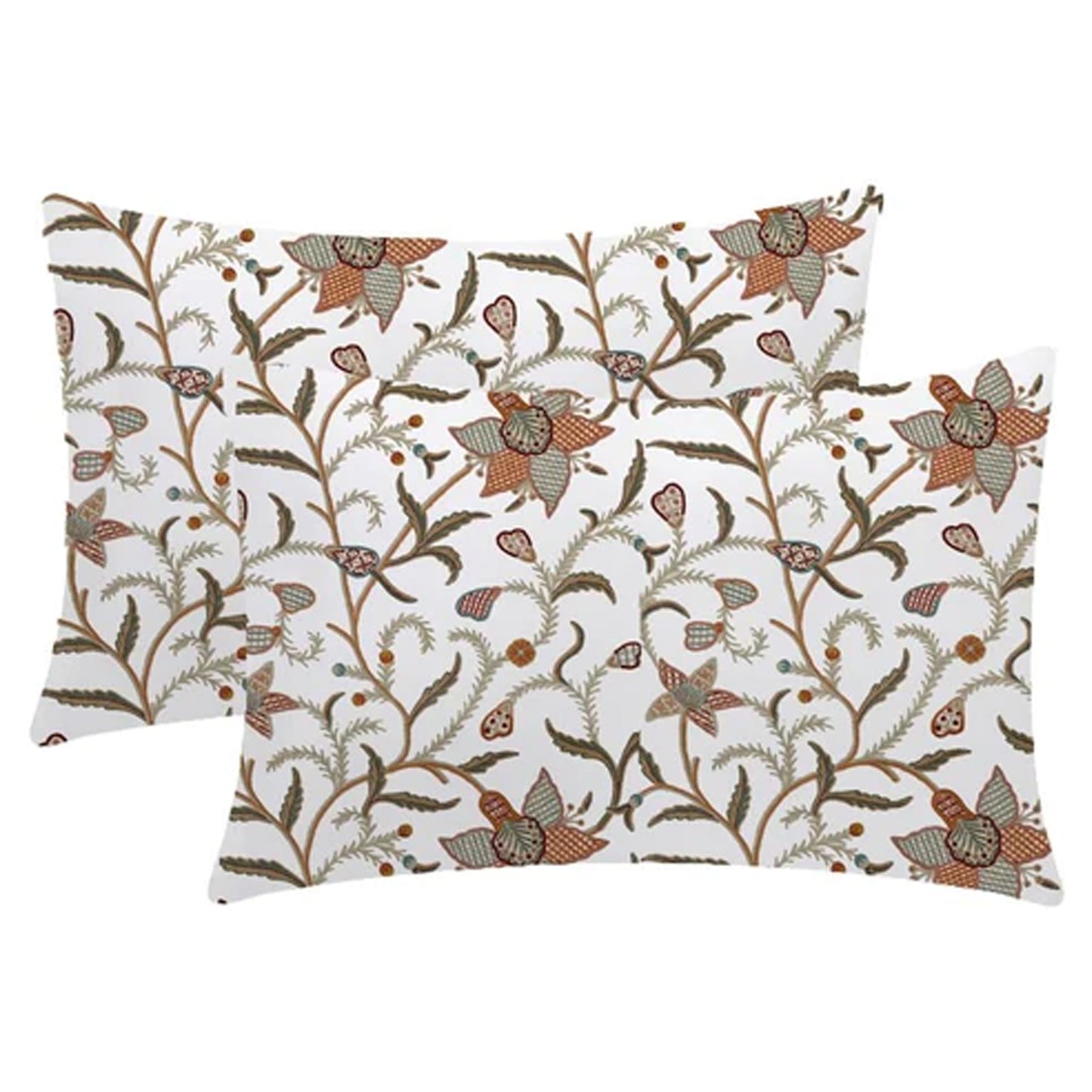 January - Set of 4 Pieces | Cotton Linen Fabric | Crewel Embroidered | Pillow/Cushion Cover Set | With or Without Insert