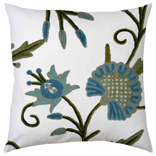 Jean  - Set of 4 Pieces | Cotton Linen Fabric | Crewel Embroidered | Pillow/Cushion Cover Set | With or Without Insert