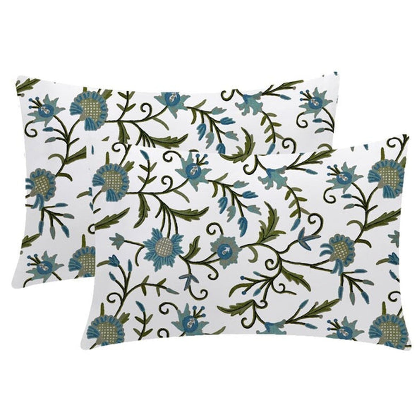 Jean  - Set of 4 Pieces | Cotton Linen Fabric | Crewel Embroidered | Pillow/Cushion Cover Set | With or Without Insert