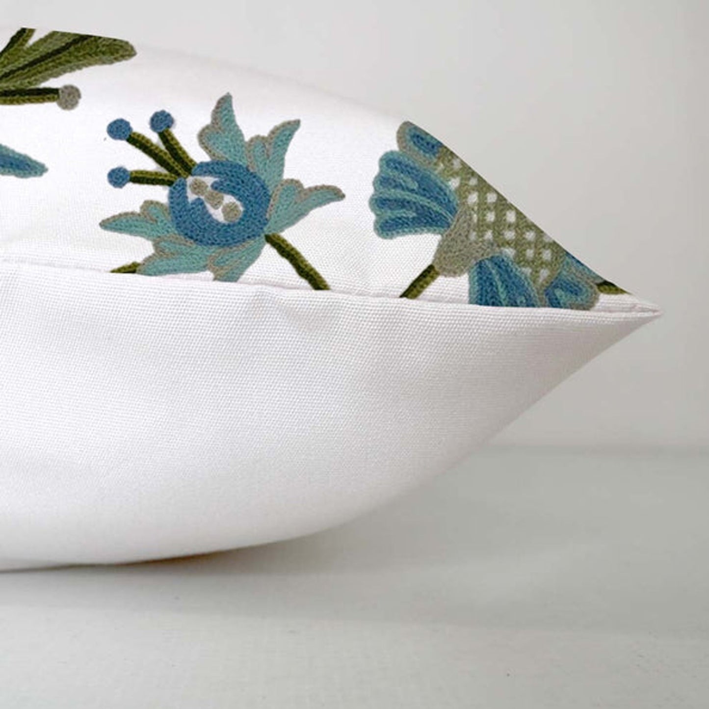 Jean  - Set of 4 Pieces | Cotton Linen Fabric | Crewel Embroidered | Pillow/Cushion Cover Set | With or Without Insert