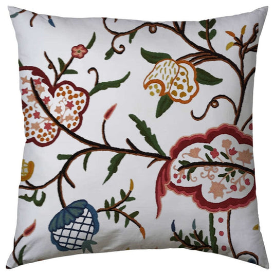 Jolene  - Set of 4 Pieces | Cotton Linen Fabric | Crewel Embroidered | Pillow/Cushion Cover Set | With or Without Insert
