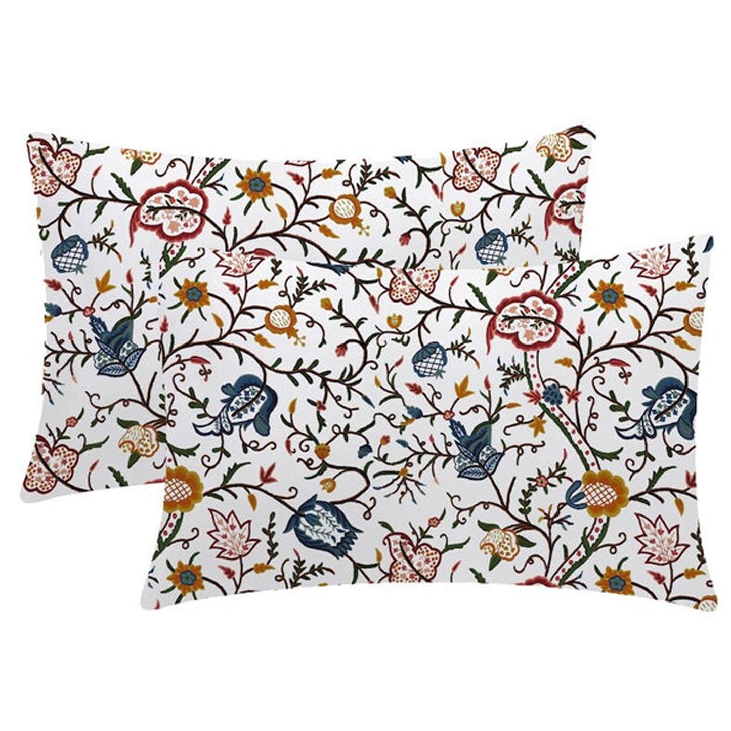 Jolene  - Set of 4 Pieces | Cotton Linen Fabric | Crewel Embroidered | Pillow/Cushion Cover Set | With or Without Insert