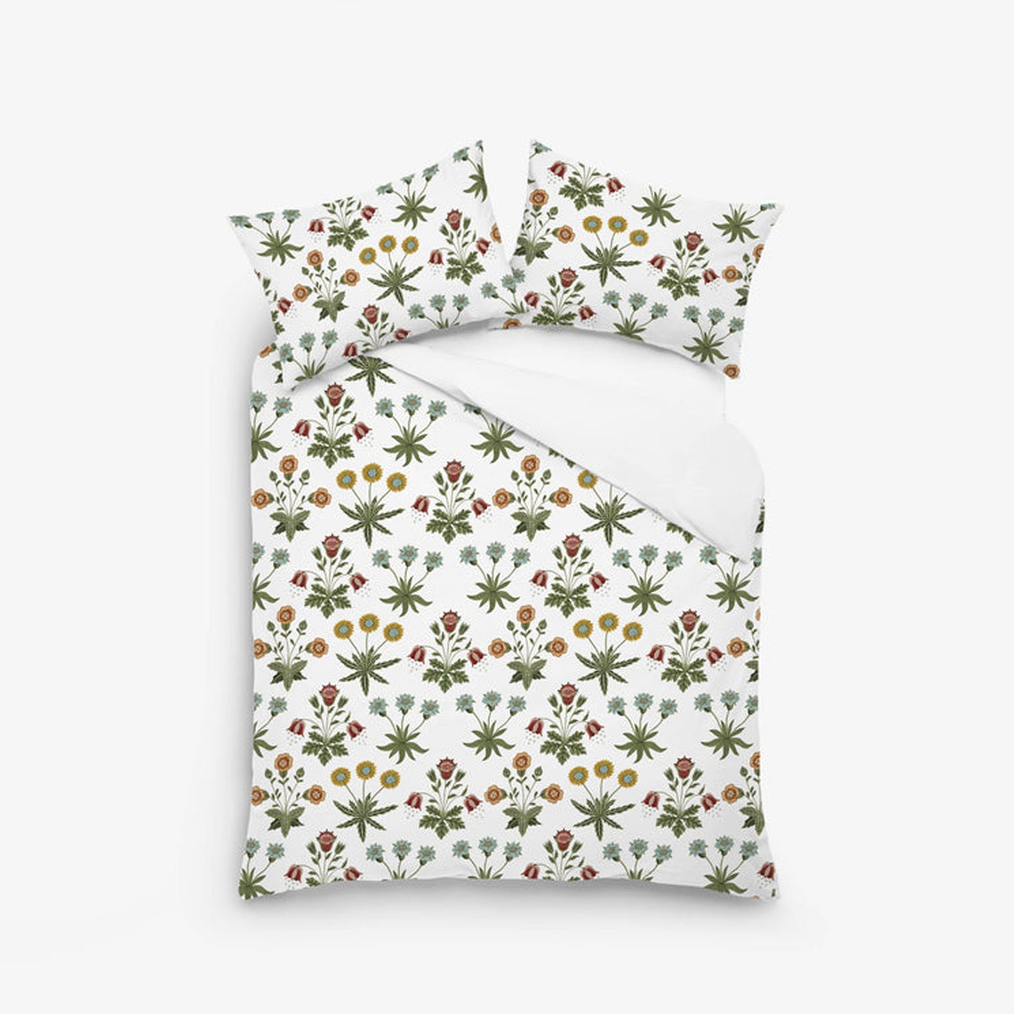 Jolie - 3 Piece Crewel Embroidered Duvet Set | Linen Cotton Mix | Embroidered Duvet Cover with Embroidered Pillowcases | Handmade | Soft