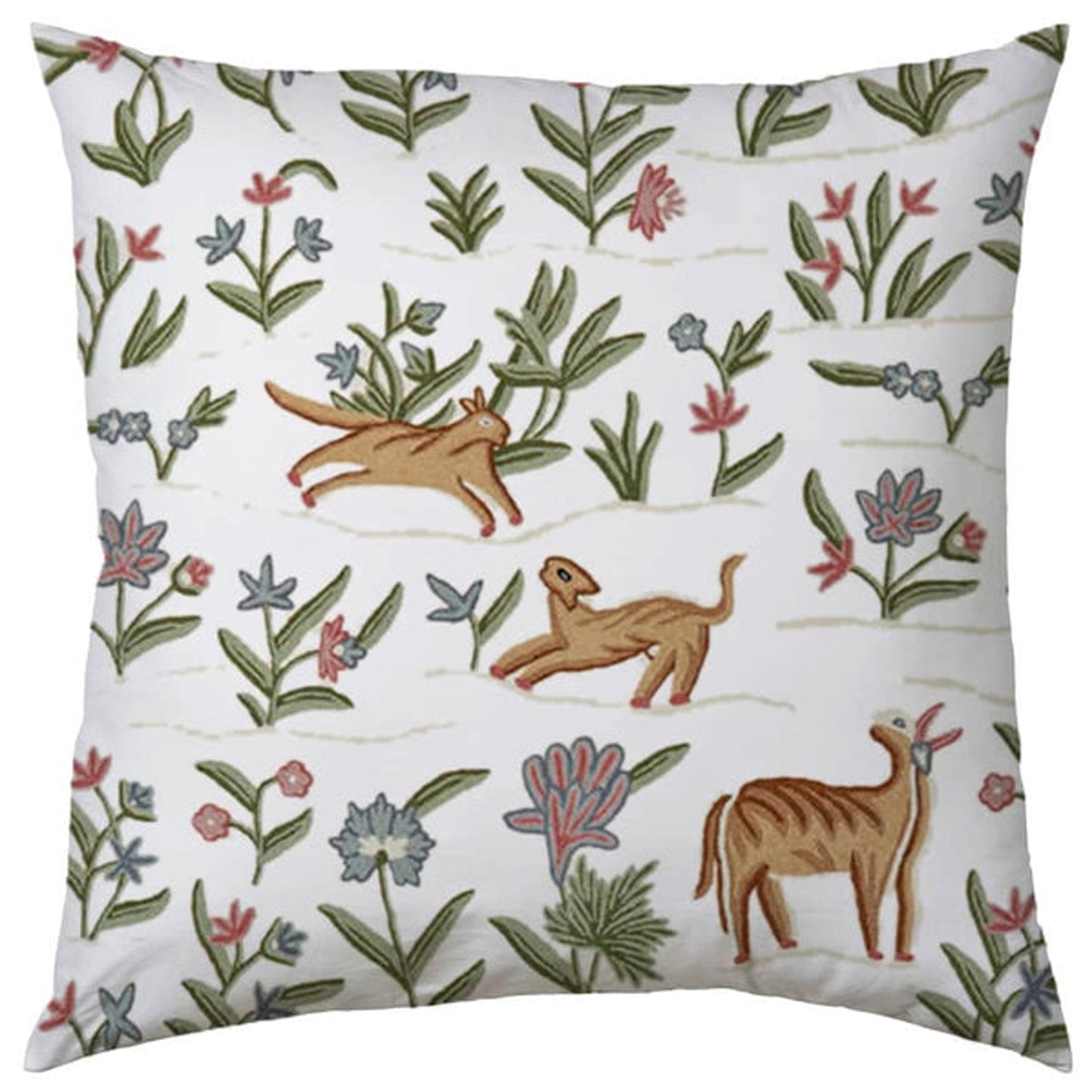 Joy - Set of 4 Pieces | Cotton Linen Fabric | Crewel Embroidered | Pillow/Cushion Cover Set | With or Without Insert