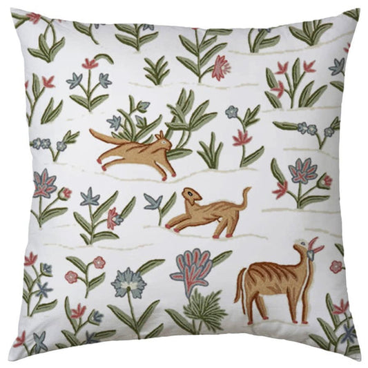 Joy - Set of 4 Pieces | Cotton Linen Fabric | Crewel Embroidered | Pillow/Cushion Cover Set | With or Without Insert