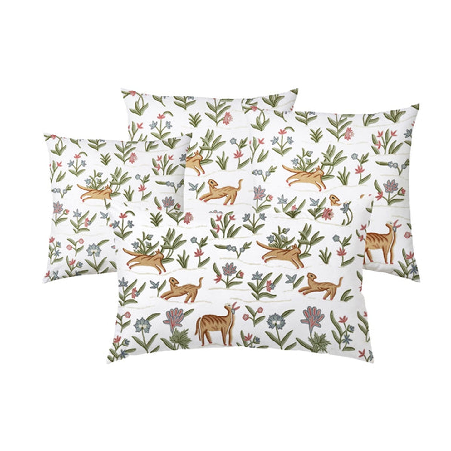 Joy - Set of 4 Pieces | Cotton Linen Fabric | Crewel Embroidered | Pillow/Cushion Cover Set | With or Without Insert