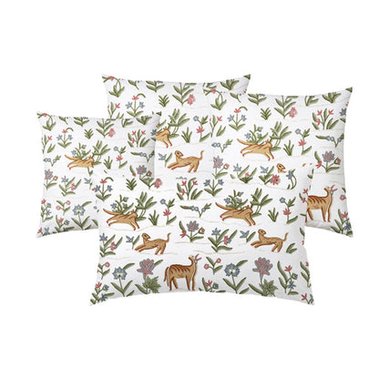 Joy - Set of 4 Pieces | Cotton Linen Fabric | Crewel Embroidered | Pillow/Cushion Cover Set | With or Without Insert