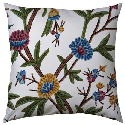 Joyce - Set of 4 Pieces | Cotton Linen Fabric | Crewel Embroidered | Pillow/Cushion Cover Set | With or Without Insert