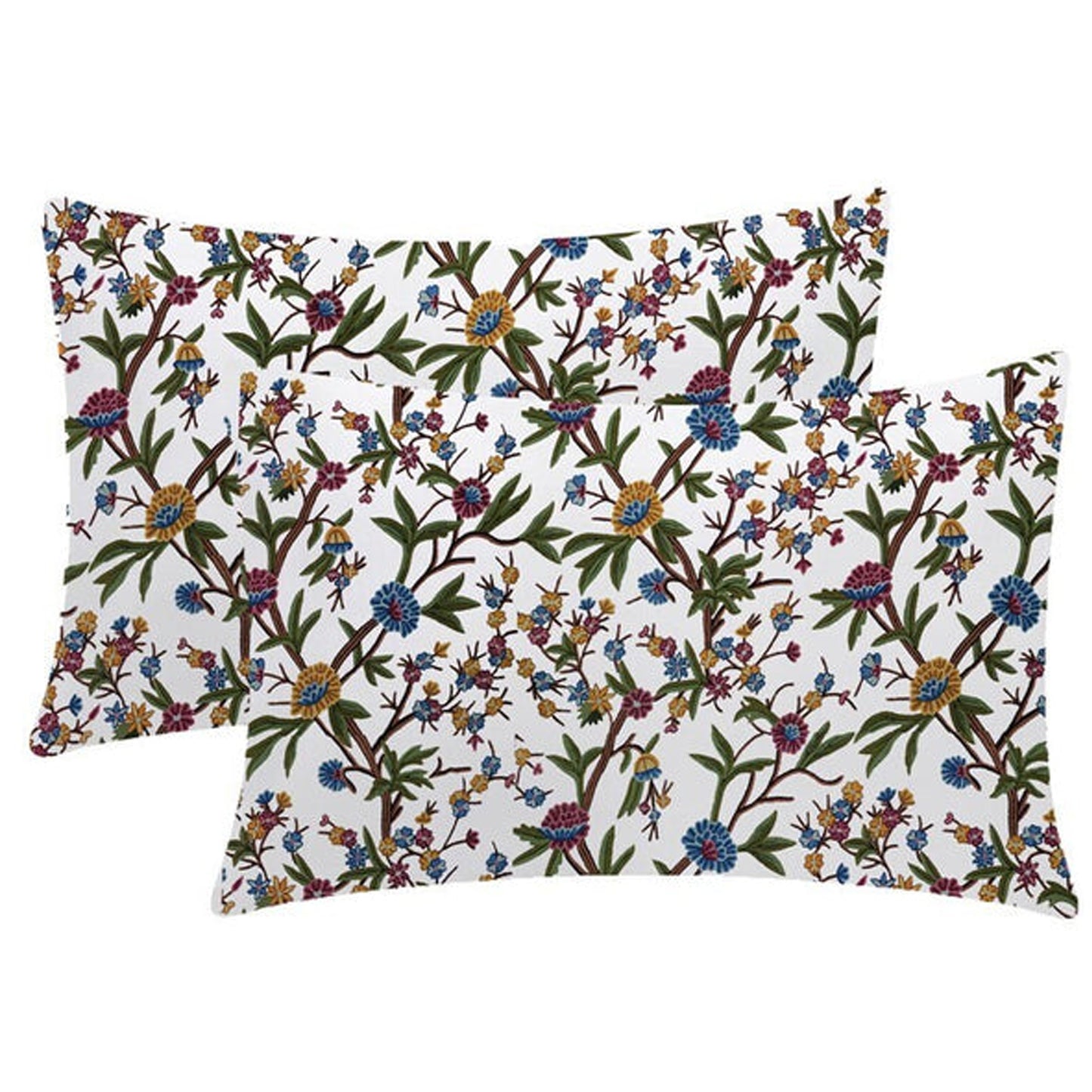 Joyce - Set of 4 Pieces | Cotton Linen Fabric | Crewel Embroidered | Pillow/Cushion Cover Set | With or Without Insert