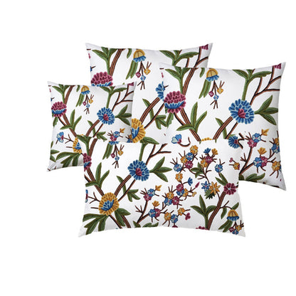 Joyce - Set of 4 Pieces | Cotton Linen Fabric | Crewel Embroidered | Pillow/Cushion Cover Set | With or Without Insert