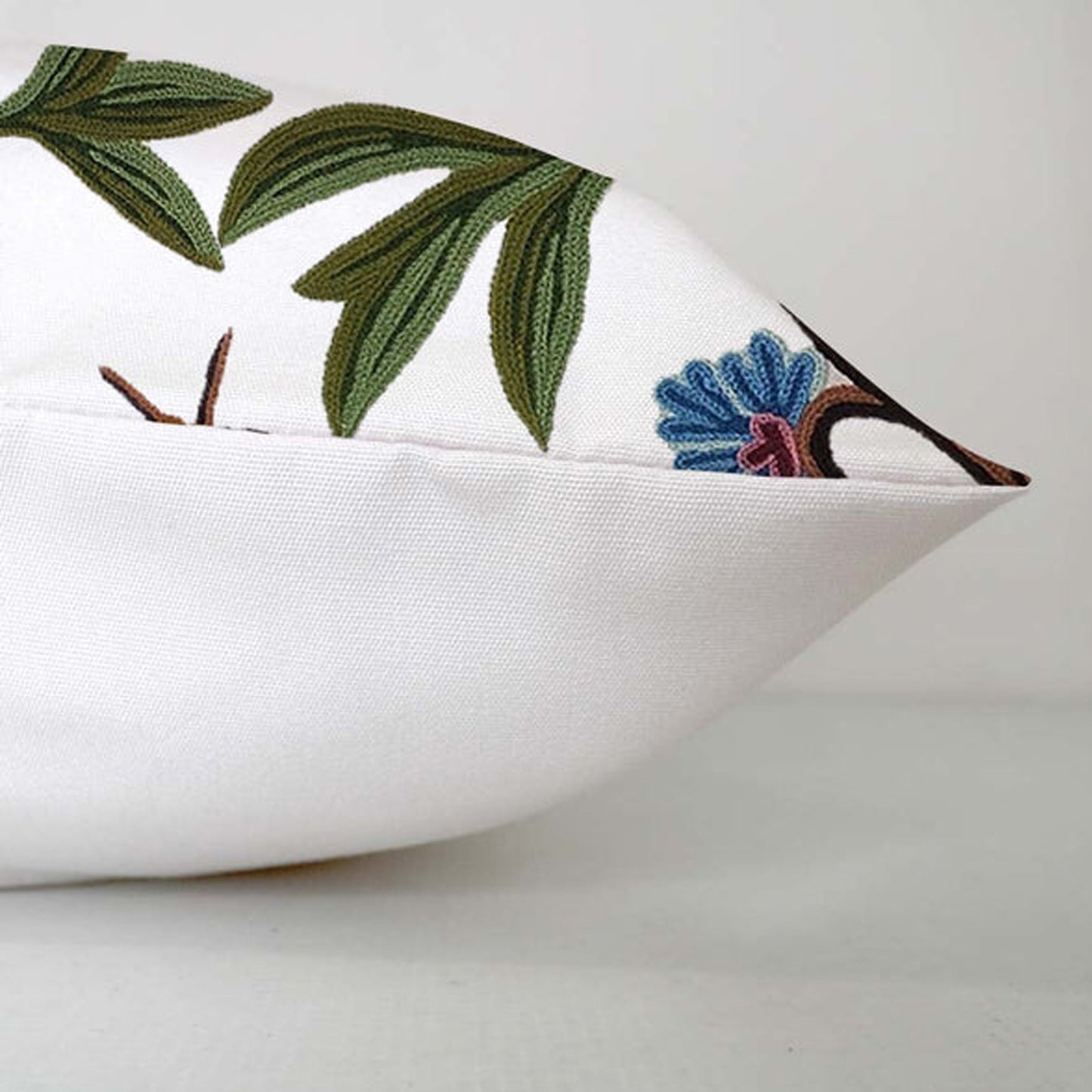 Joyce - Set of 4 Pieces | Cotton Linen Fabric | Crewel Embroidered | Pillow/Cushion Cover Set | With or Without Insert
