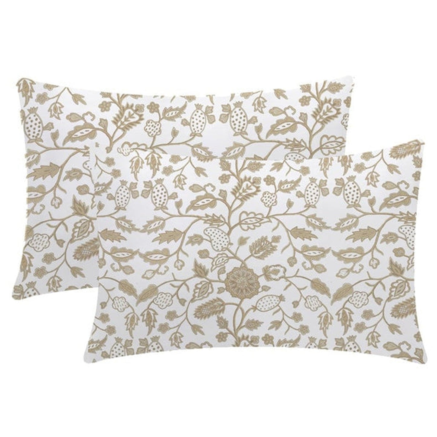 Julia - Set of 4 Pieces | Cotton Linen Fabric | Crewel Embroidered | Pillow/Cushion Cover Set | With or Without Insert