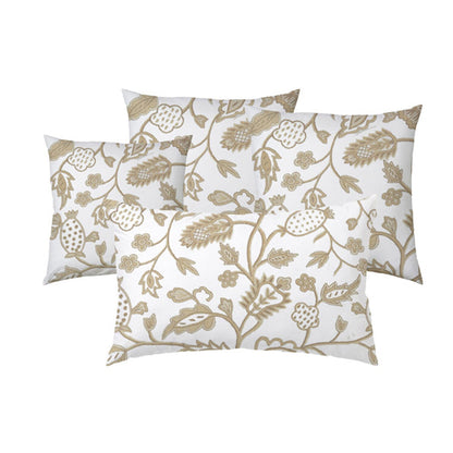 Julia - Set of 4 Pieces | Cotton Linen Fabric | Crewel Embroidered | Pillow/Cushion Cover Set | With or Without Insert