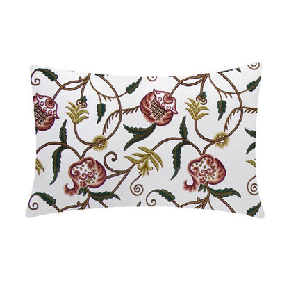 June - Set of 4 Pieces | Cotton Linen Fabric | Crewel Embroidered | Pillow/Cushion Cover Set | With or Without Insert