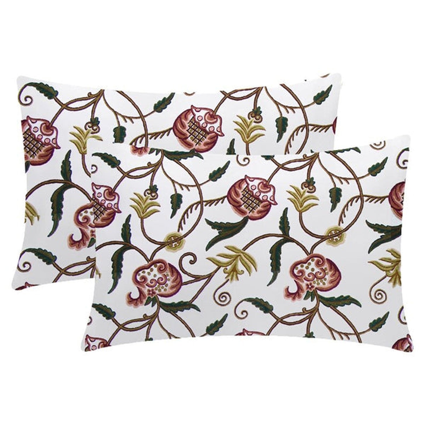 June - Set of 4 Pieces | Cotton Linen Fabric | Crewel Embroidered | Pillow/Cushion Cover Set | With or Without Insert