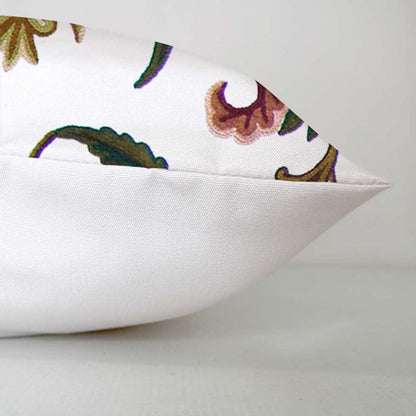 June - Set of 4 Pieces | Cotton Linen Fabric | Crewel Embroidered | Pillow/Cushion Cover Set | With or Without Insert