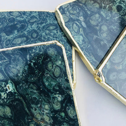 Kambaba Jasper/Gemstone/Semi-precious stone/Agate - Set of 4 Large Coasters/Personalised Momentos