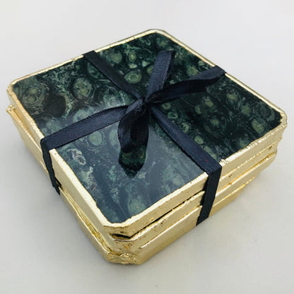 Kambaba Jasper/Gemstone/Semi-precious stone/Agate - Set of 4 Large Coasters/Personalised Momentos