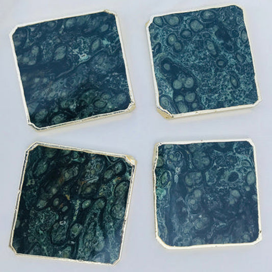 Kambaba Jasper/Gemstone/Semi-precious stone/Agate - Set of 4 Large Coasters/Personalised Momentos