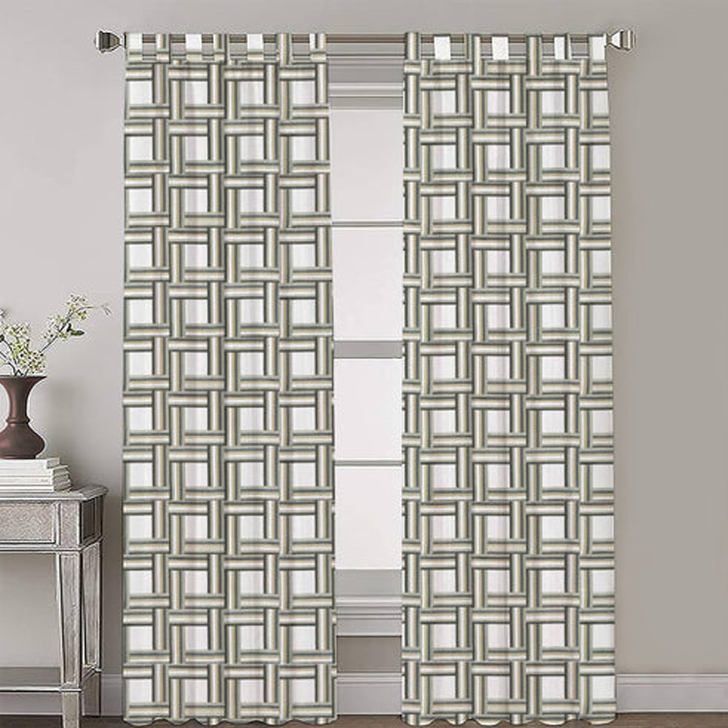 Katerina - Set of 2 Panels Crewel Embroidered Curtains | Linen Cotton Mix | Fully Embroidered | Lined