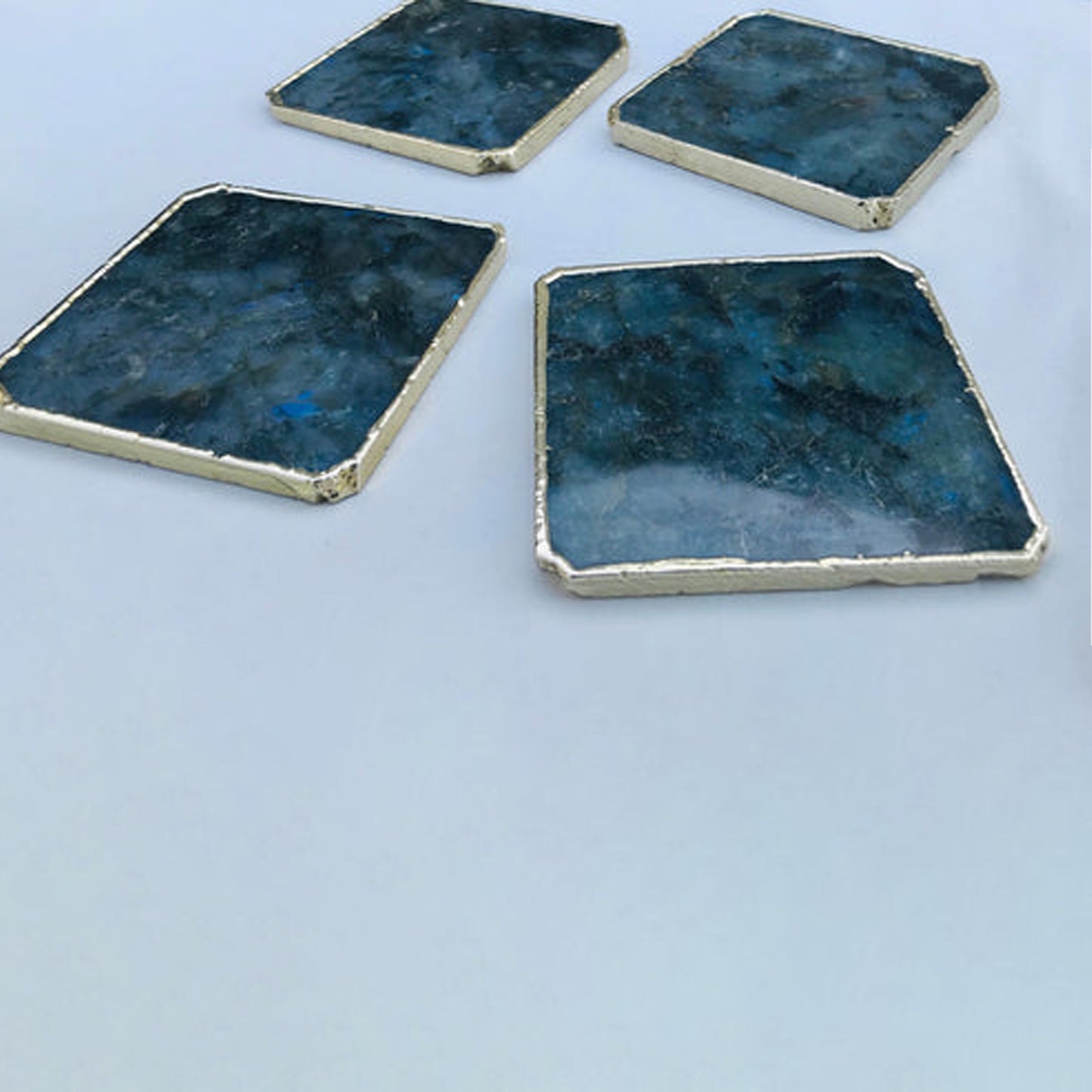 Labradorite/Gemstone/Semi-precious stone/Agate - Set of 4 Large Coasters/Personalised Momentos