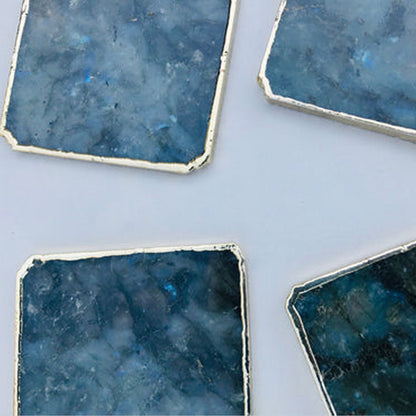 Labradorite/Gemstone/Semi-precious stone/Agate - Set of 4 Large Coasters/Personalised Momentos