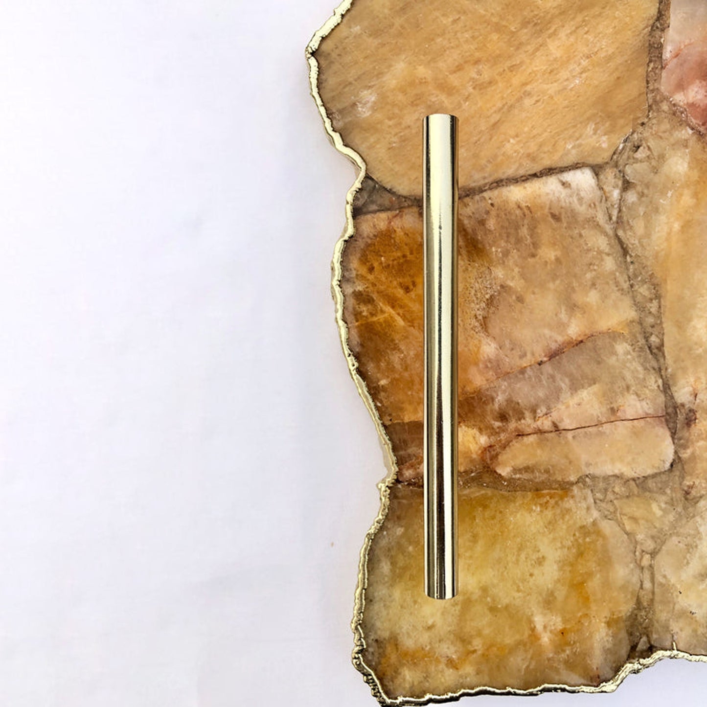 Large Golden Brown Agate Serving Tray With Brass Handles/Personalised Momentos/Sign Boards 10"x15"
