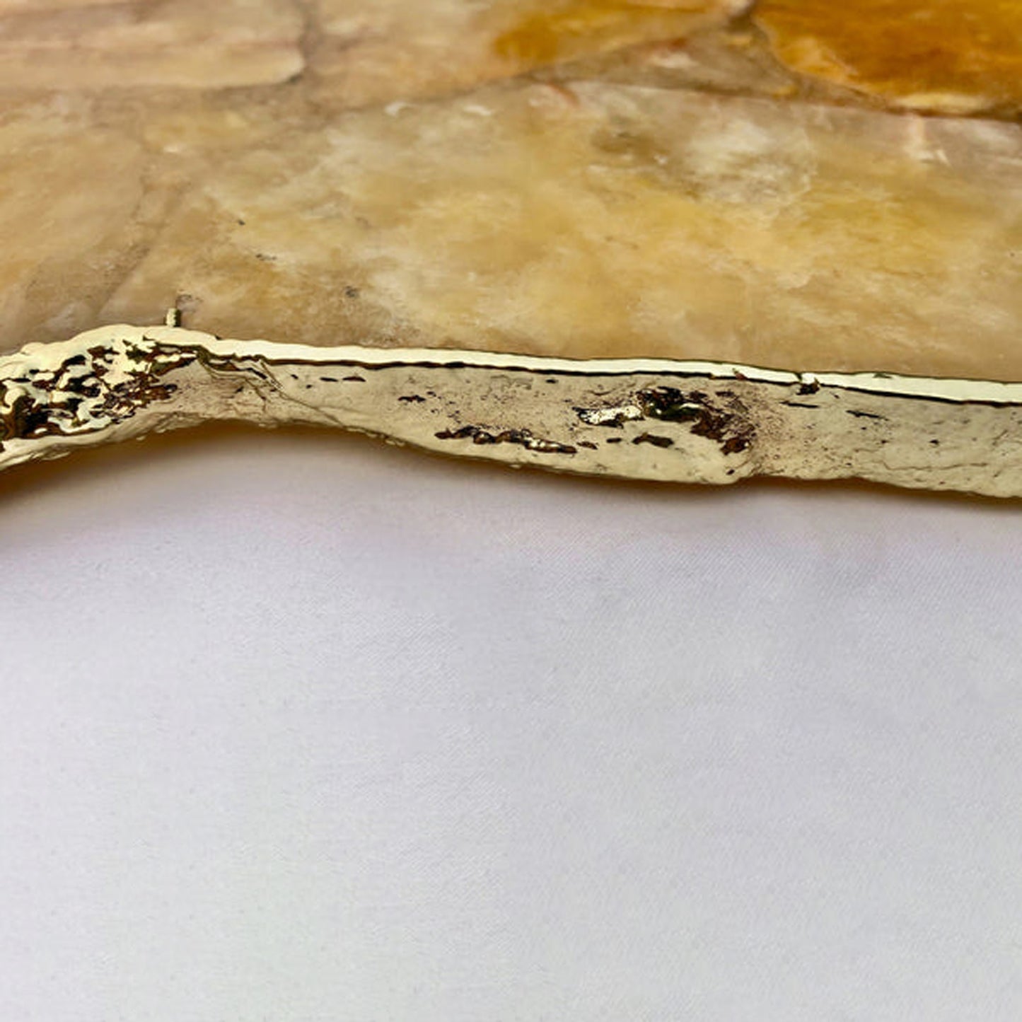 Large Golden Brown Agate Serving Tray With Brass Handles/Personalised Momentos/Sign Boards 10"x15"