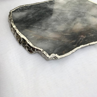 Large Grey Agate Quartz Cheese Platter/Tray/Personalised Momentos/Sign Boards