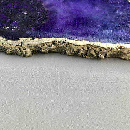Large Purple Blue Galaxy Agate Cheese Platter/Tray/Personalised Momentos/Sign Boards