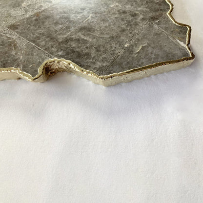 Large Smoky Grey Agate Serving Tray With Brass Handles/Personalised Momentos/Sign Boards 10"x15"