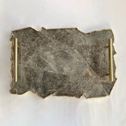 Ten by fifteen inch gray agate serving tray
