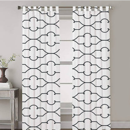 Leonora - Set of 2 Panels Crewel Embroidered Curtains | Linen Cotton Mix | Fully Embroidered | Lined