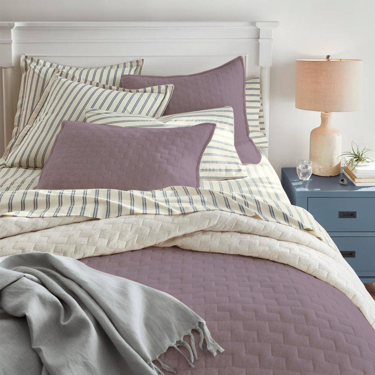 Diamond stitch -Linen Cotton Quilt Sets