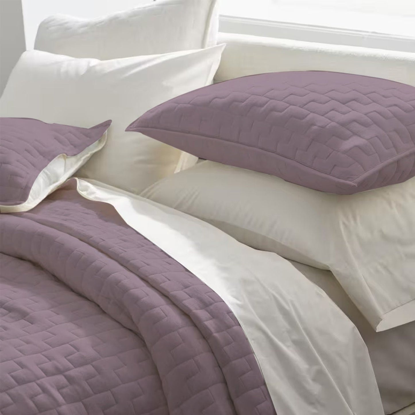 Diamond stitch -Linen Cotton Quilt Sets