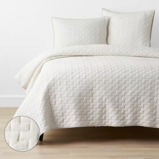 Diamond stitch -Linen Cotton Quilt Sets