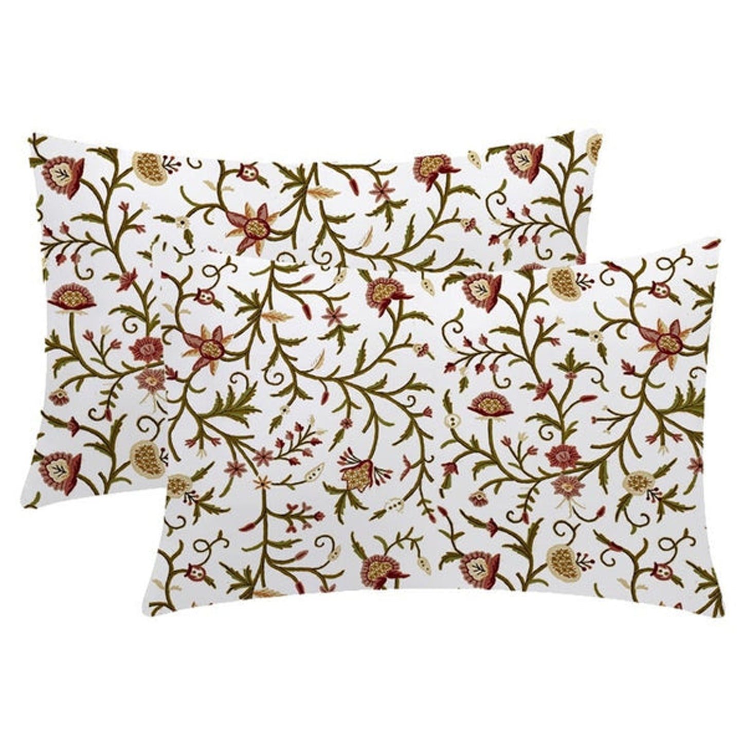 Maia - Set of 4 Pieces | Cotton Linen Fabric | Crewel Embroidered | Pillow/Cushion Cover Set | With or Without Insert