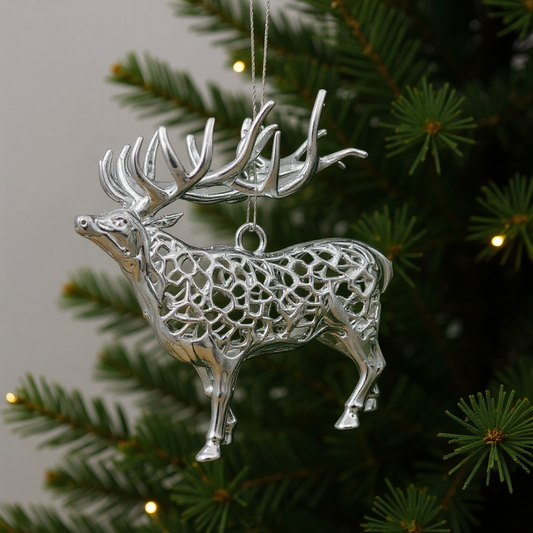 Silver Christmas Ornaments – Metallic Holiday Baubles (Set 1)