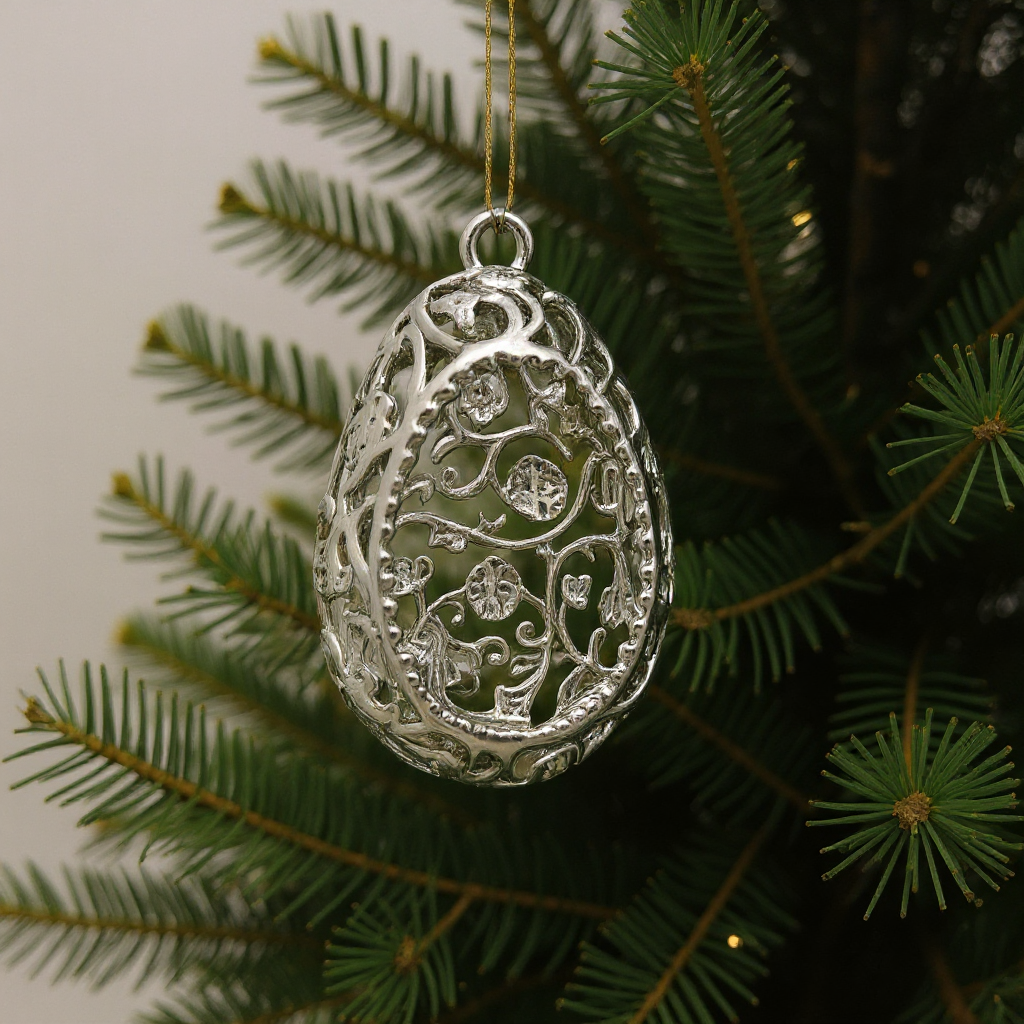 Silver Christmas Ornaments – Metallic Holiday Baubles (Set 2)